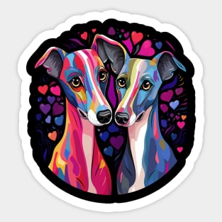 Whippet Couple Valentine Sticker